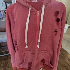 POL Coral Hoodie with Gold Zipper